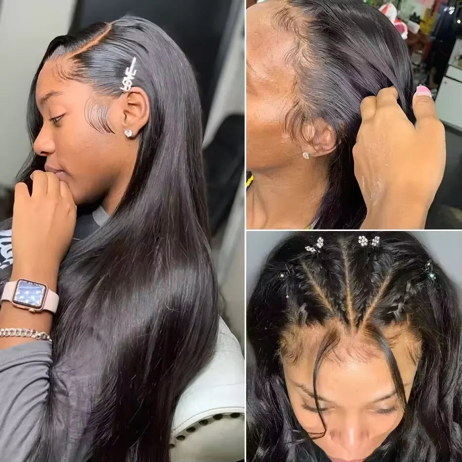 30 40 Inches Bone Straight Human Hair Wig Brazilian Pre Plucked Hair Straight 13x4 HD Lace Frontal Human Hair Wigs 13X4 13X6 HD Transparent Lace Frontal Wigs For Women Ready To Wear