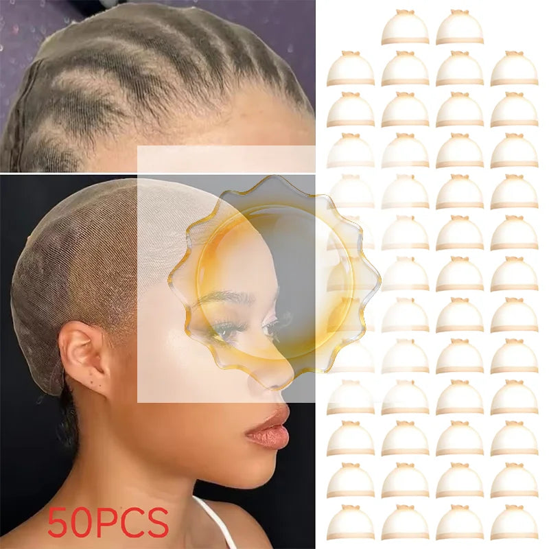 10/30/50Pcs Invisible Ultra-thin Stretchy Stocking Caps HD Wig Cap For Women Lace Front Wigs Sheer Wig Cap Thin Nylon Cap