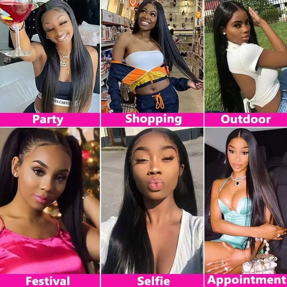 30 40 Inches Bone Straight Human Hair Wig Brazilian Pre Plucked Hair Straight 13x4 HD Lace Frontal Human Hair Wigs 13X4 13X6 HD Transparent Lace Frontal Wigs For Women Ready To Wear