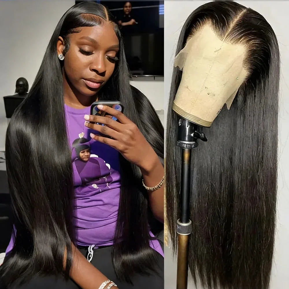 30 40 Inches Bone Straight Human Hair Wig Brazilian Pre Plucked Hair Straight 13x4 HD Lace Frontal Human Hair Wigs 13X4 13X6 HD Transparent Lace Frontal Wigs For Women Ready To Wear