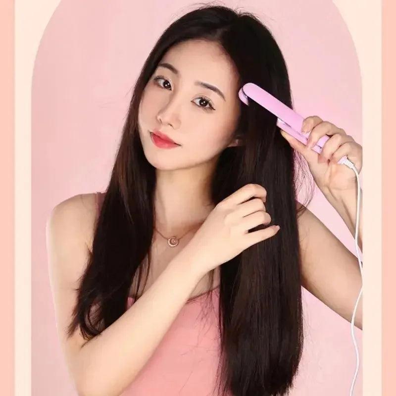 Mini Fast Heating Hair Straightener Colorful Plywood Bang Clip Dual-use for Curly and Straight Hair Portable Curling Iron