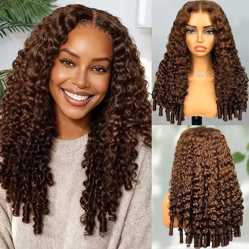 13x6 HD Lace Front Human Hair Wig #4 Chocolate Brown Burmese Curly Hair Wigs Glueless Lace Frontal Deep Wave Wigs Pre Plucked