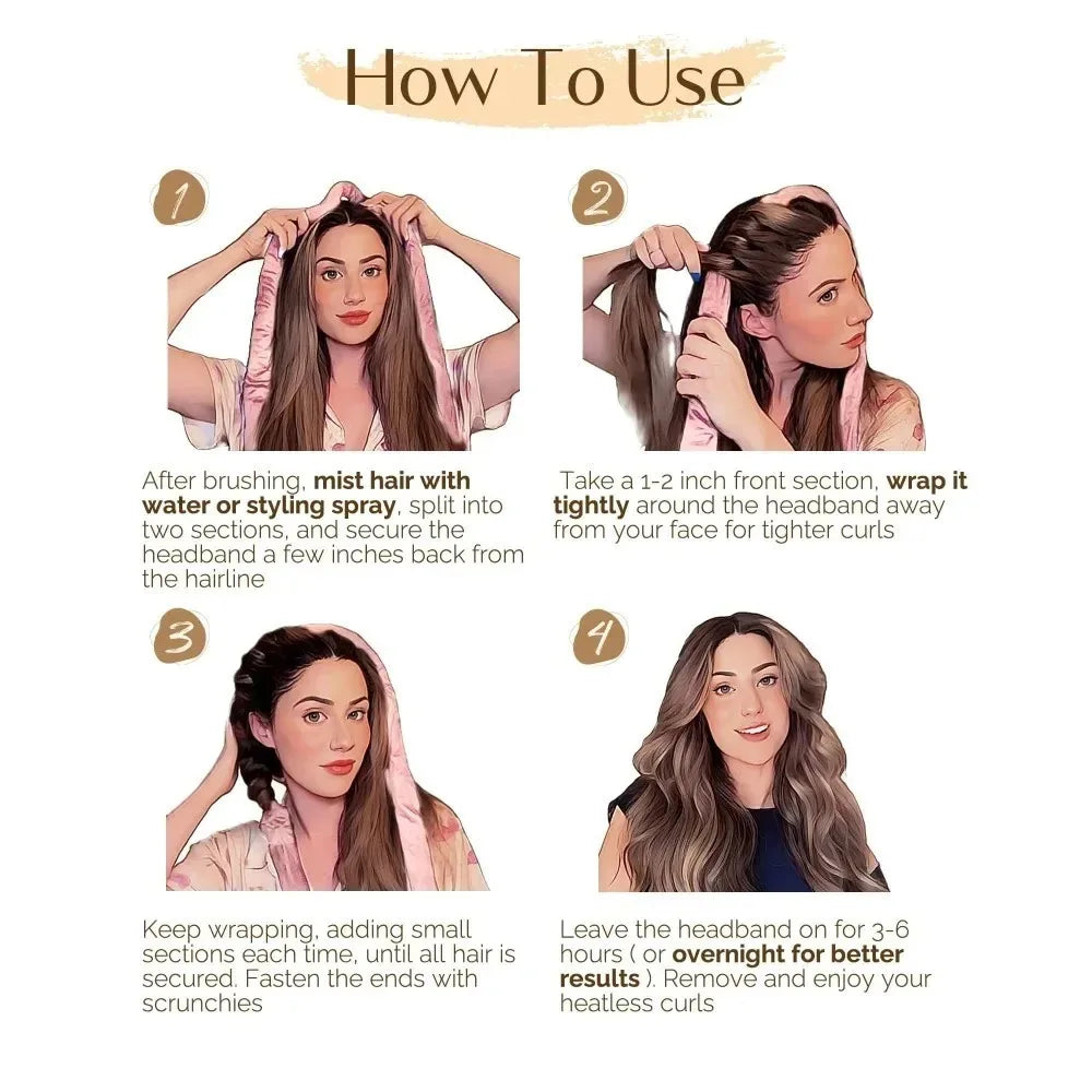 8/5/4Pcs Heatless Hair Curler Set Satin Bonnet No Heat Overnight Curls Edge Brush Scrunchies Comb Black Gift Comb Styling Tools