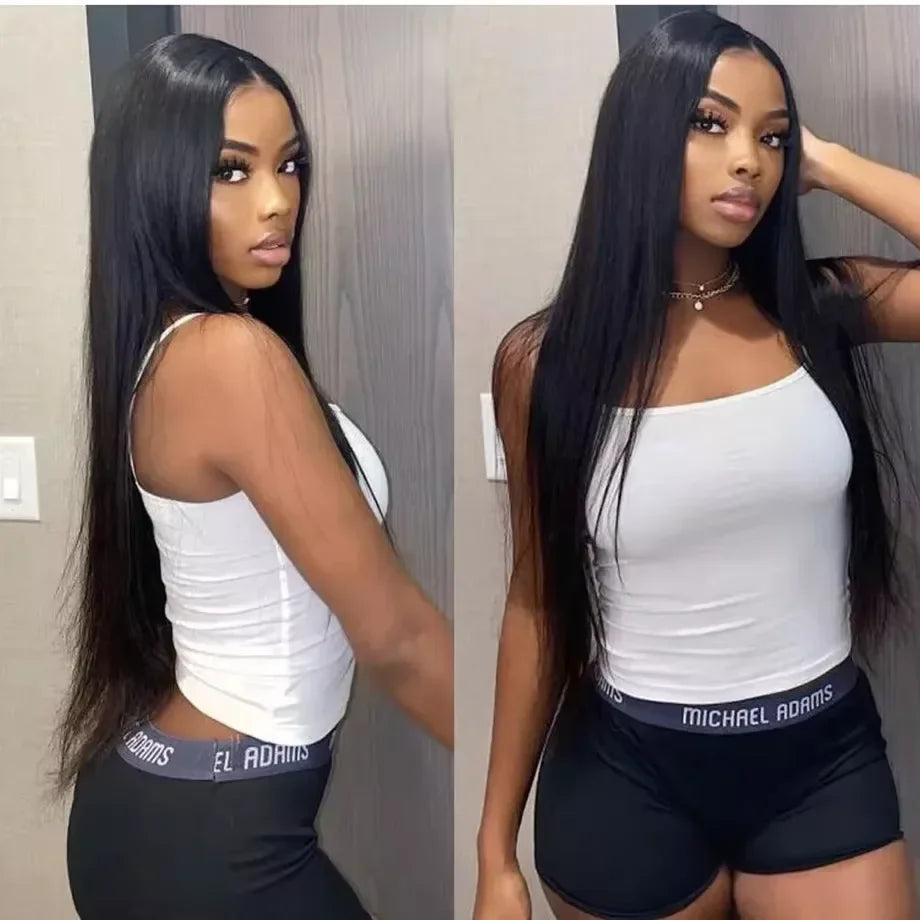 30 40 Inches Bone Straight Human Hair Wig Brazilian Pre Plucked Hair Straight 13x4 HD Lace Frontal Human Hair Wigs 13X4 13X6 HD Transparent Lace Frontal Wigs For Women Ready To Wear