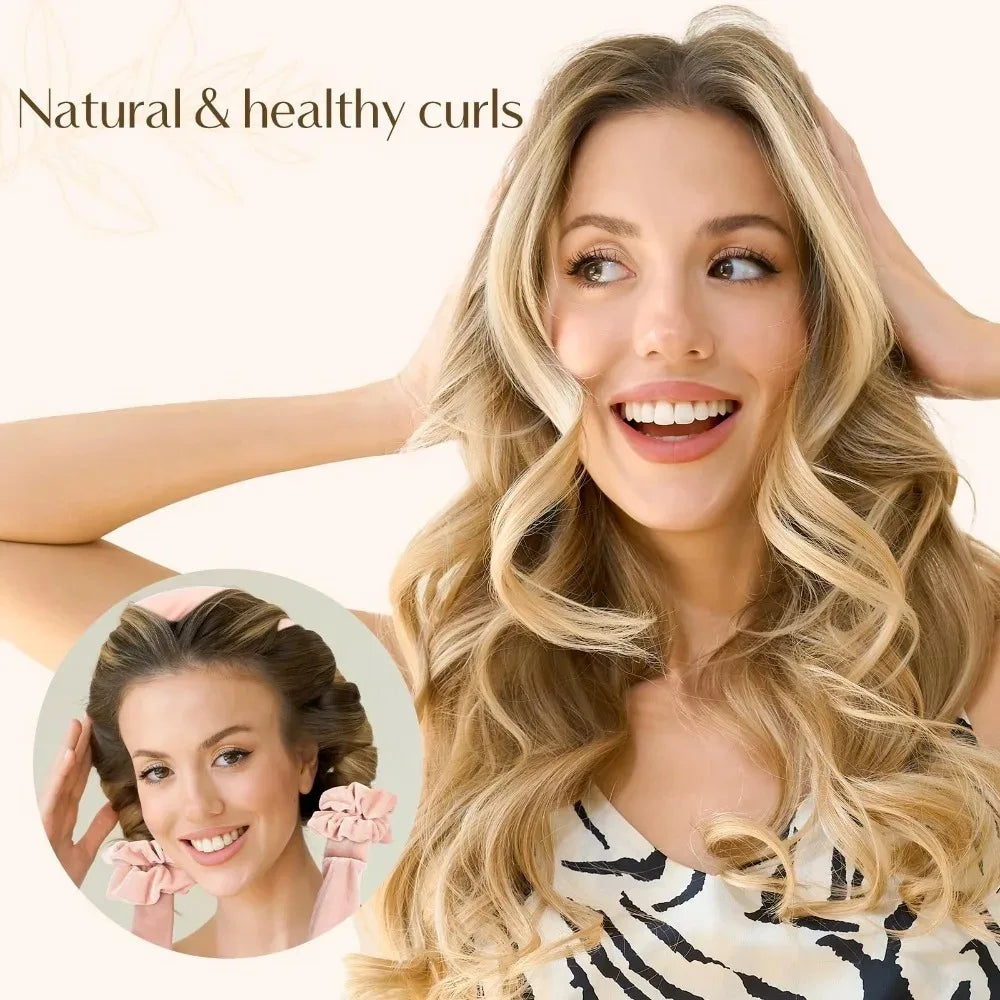 8/5/4Pcs Heatless Hair Curler Set Satin Bonnet No Heat Overnight Curls Edge Brush Scrunchies Comb Black Gift Comb Styling Tools