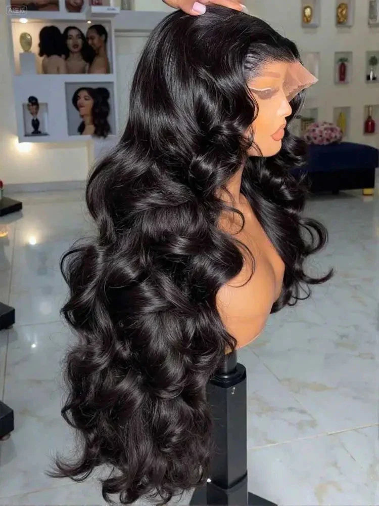 34 Inch 200% 99J Burgundy Color 13x4 Transparent Lace Frontal Wigs Human Hair Body Wave Pre Plucked With Baby Hair For Women