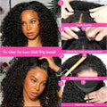 Burmese Curly 3 IN 1 Half Wigs Human Hair Wig Glueless Wigs Ready to Wear Half Wig Drawstring Clip Burmese Curly Hair Half Wig