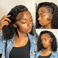 200% Density Short Kinky Curly Bob 100% Human Hair 13x4 Lace Closure Wigs Deep Water Wave Brazilian Bob 4x4 Lace Frontal Wig