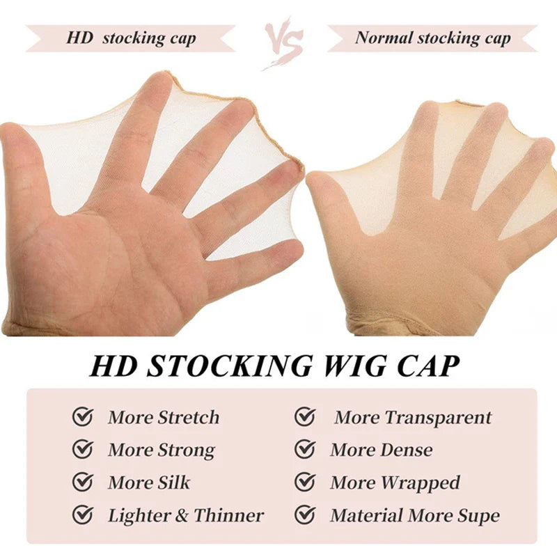 10/30/50Pcs Invisible Ultra-thin Stretchy Stocking Caps HD Wig Cap For Women Lace Front Wigs Sheer Wig Cap Thin Nylon Cap