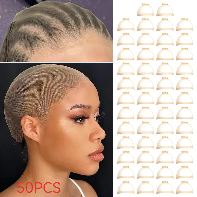 10/30/50Pcs Invisible Ultra-thin Stretchy Stocking Caps HD Wig Cap For Women Lace Front Wigs Sheer Wig Cap Thin Nylon Cap