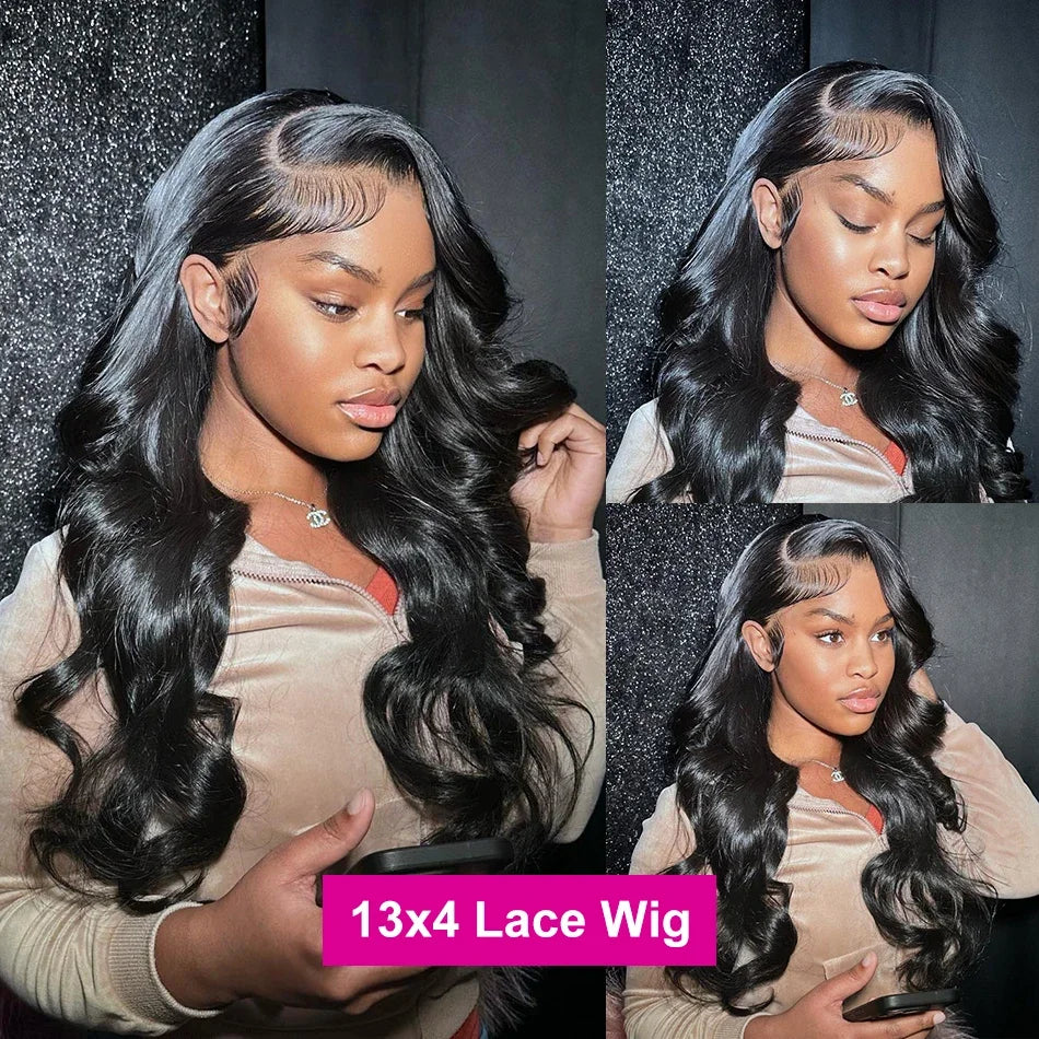13x6 Lace Front Wigs Body Wave Human Hair 30 36 Inch 300% Density Glueless Wig No Glue Body Wave Curly Human Hair Wigs For Women