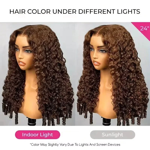 13x6 HD Lace Front Human Hair Wig #4 Chocolate Brown Burmese Curly Hair Wigs Glueless Lace Frontal Deep Wave Wigs Pre Plucked