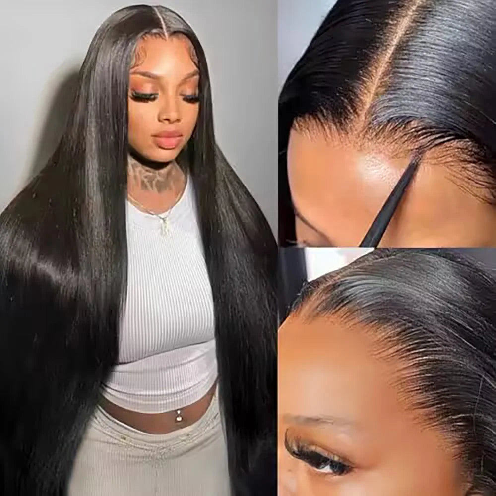 30 40 Inches Bone Straight Human Hair Wig Brazilian Pre Plucked Hair Straight 13x4 HD Lace Frontal Human Hair Wigs 13X4 13X6 HD Transparent Lace Frontal Wigs For Women Ready To Wear
