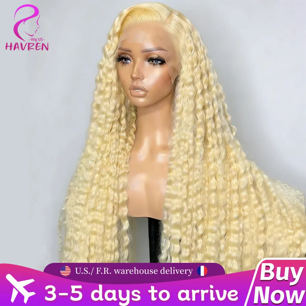 613 HD Lace Frontal Wig 13x4 13x6 Deep Wave Lace Front Human Hair Wig Transparent Blonde Curly Wig 30 Inch 220 Density For Women
